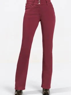 Jeans| Bootcut-Jeans mit ausgestellten Beinen burgund