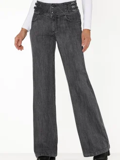 Jeans|heine Bootcut-Jeans mit breitem Bund graphitdenim