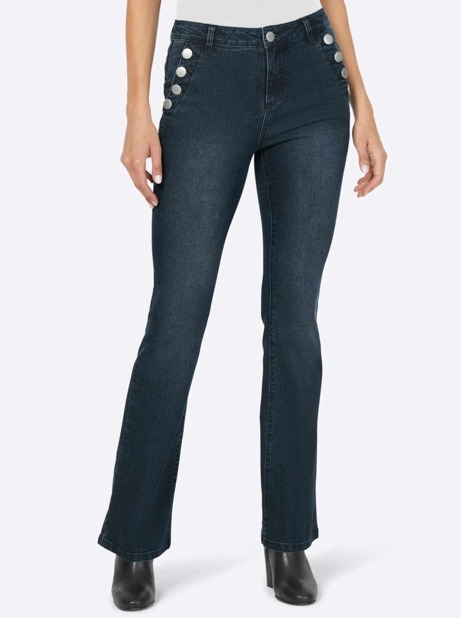 Jeans|heine Bootcut-Jeans mit dezenter Waschung darkblue