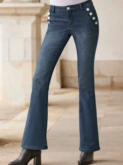 Jeans|heine Bootcut-Jeans mit dezenter Waschung darkblue