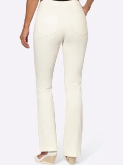 Jeans| Bootcut-Jeans mit Zierknöpfen ecru