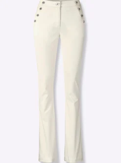 Jeans| Bootcut-Jeans mit Zierknöpfen ecru