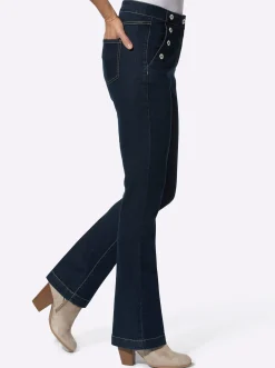 Jeans| Bootcut-Jeans mit Zierknöpfen darkblue