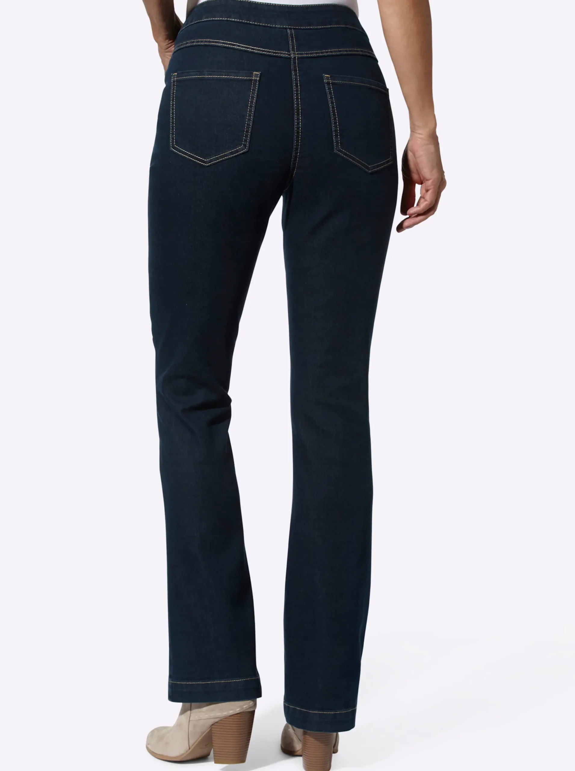 Jeans| Bootcut-Jeans mit Zierknöpfen darkblue
