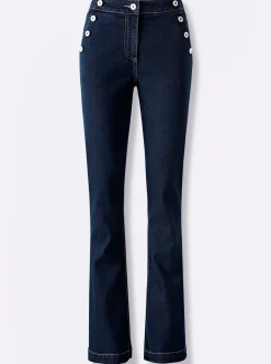 Jeans| Bootcut-Jeans mit Zierknöpfen darkblue