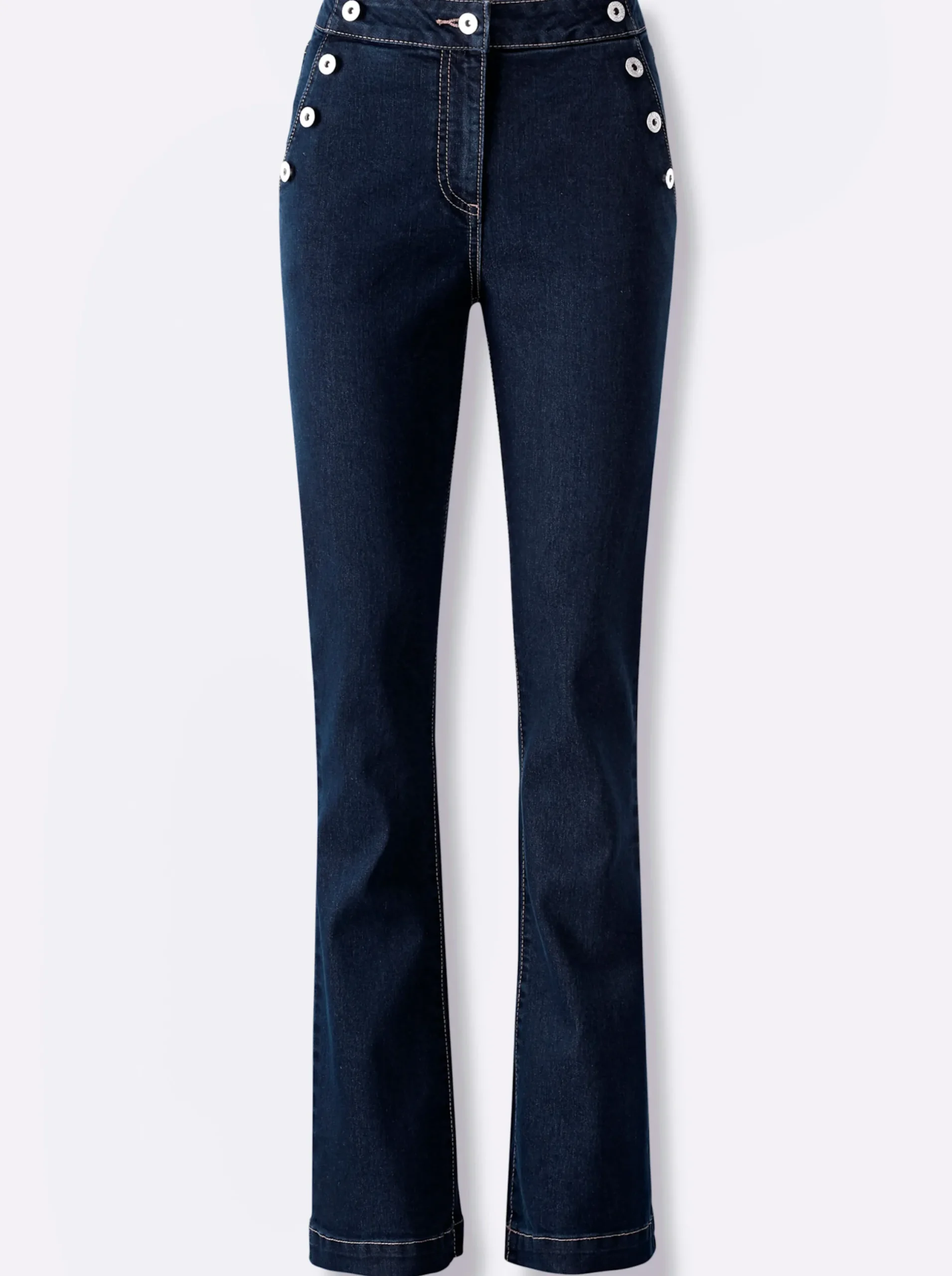 Jeans| Bootcut-Jeans mit Zierknöpfen darkblue