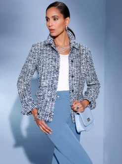 Blazer| Bouclé-Blazer mittelblau-royalblau-gemustert
