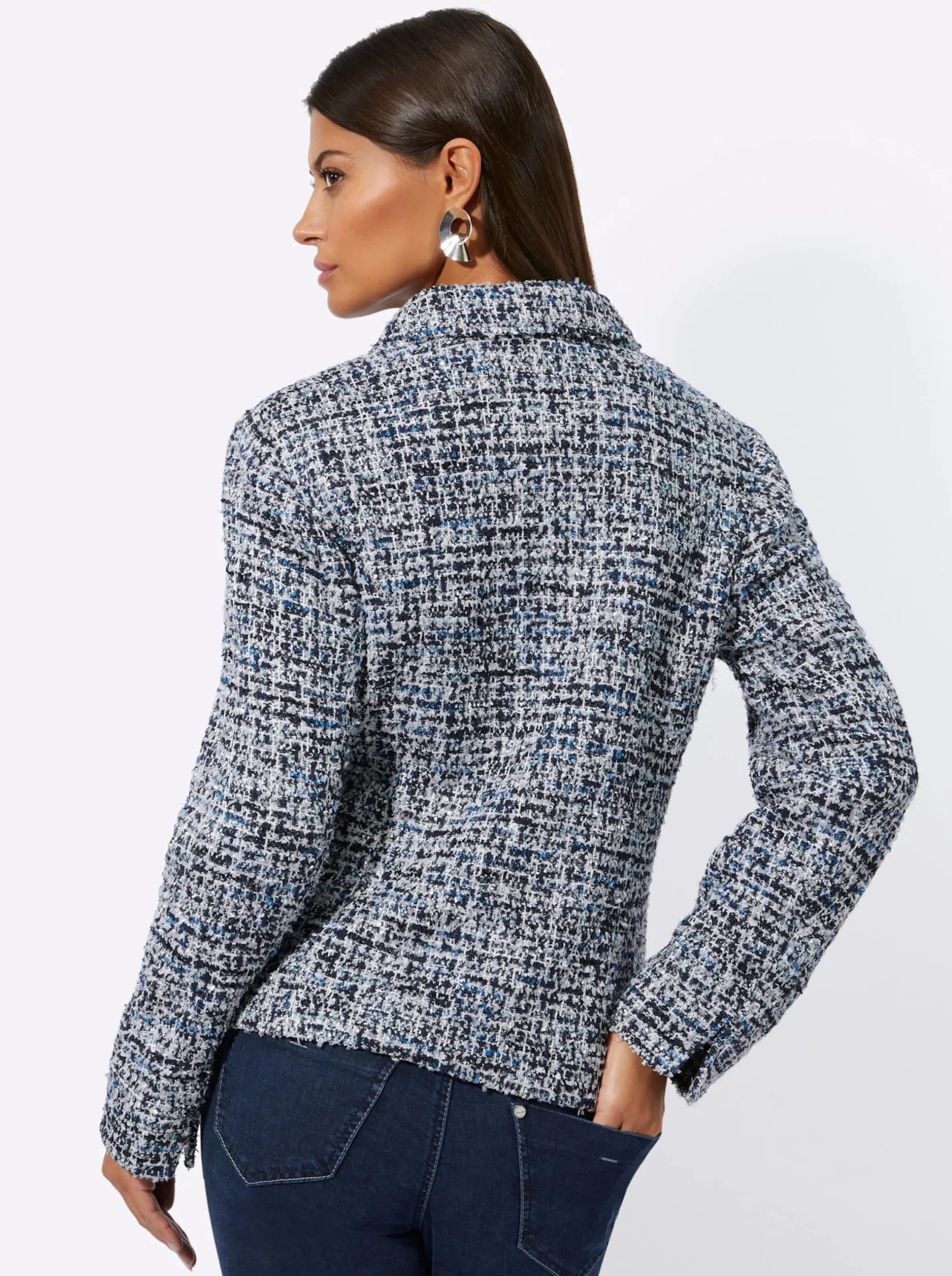Blazer| Bouclé-Blazer mittelblau-royalblau-gemustert
