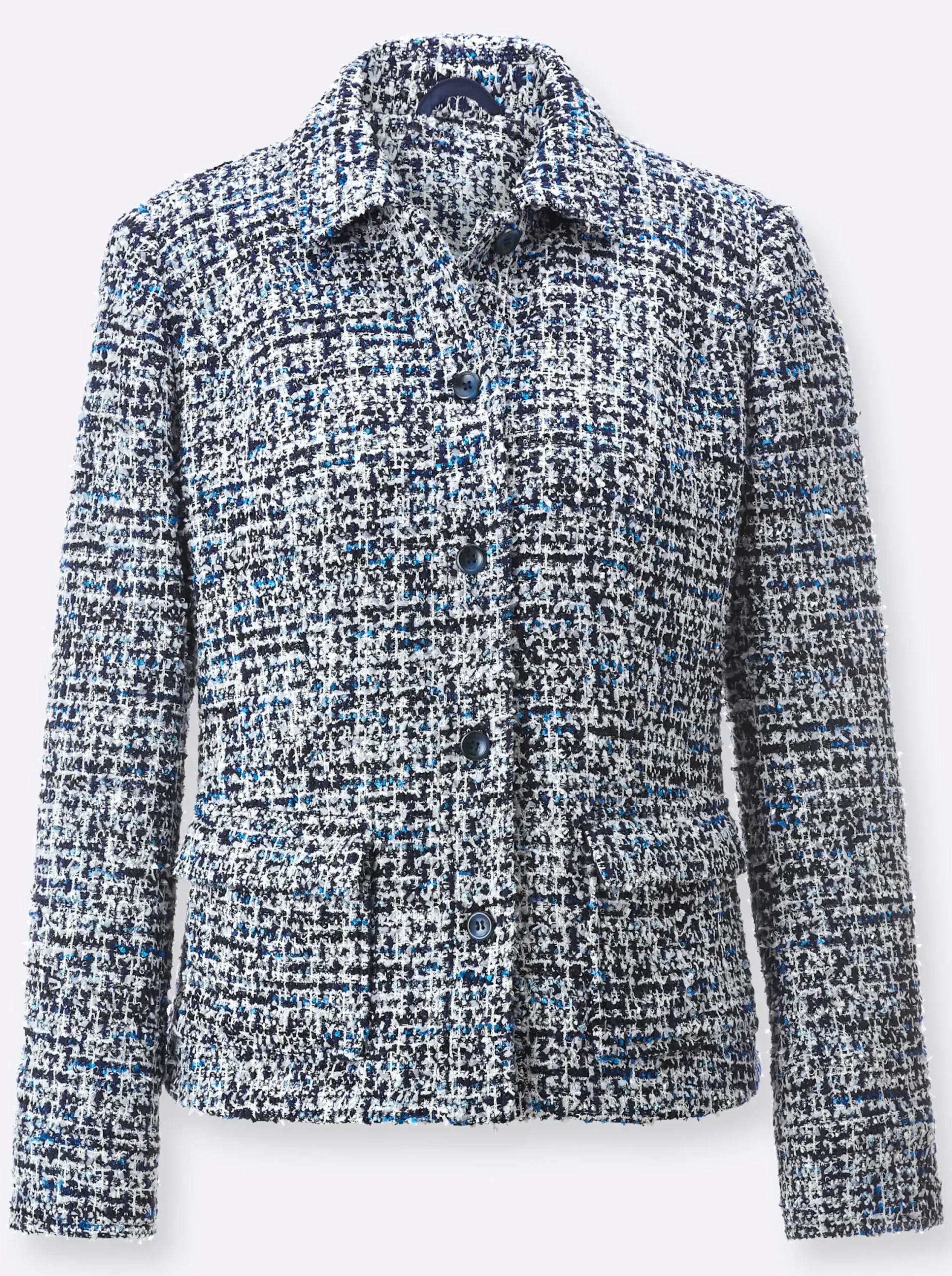 Blazer| Bouclé-Blazer mittelblau-royalblau-gemustert