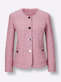 Blazer|CREATION L PREMIUM Bouclé-Blazer mit 30% Wolle rosé