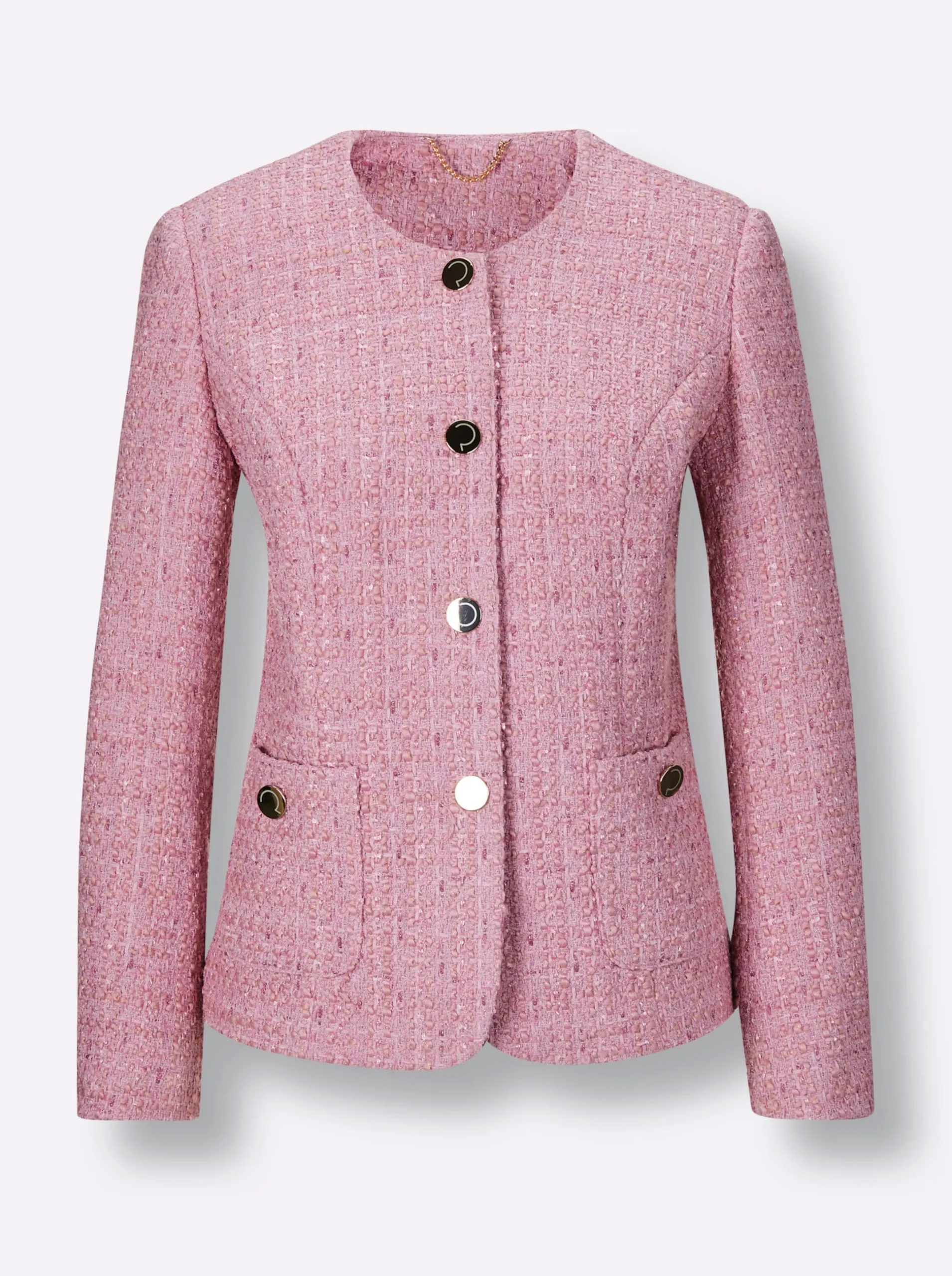 Blazer|CREATION L PREMIUM Bouclé-Blazer mit 30% Wolle rosé