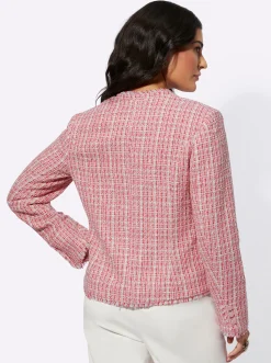 Blazer| Bouclé-Blazer mit Glitzergarn flamingo-ecru-gemustert