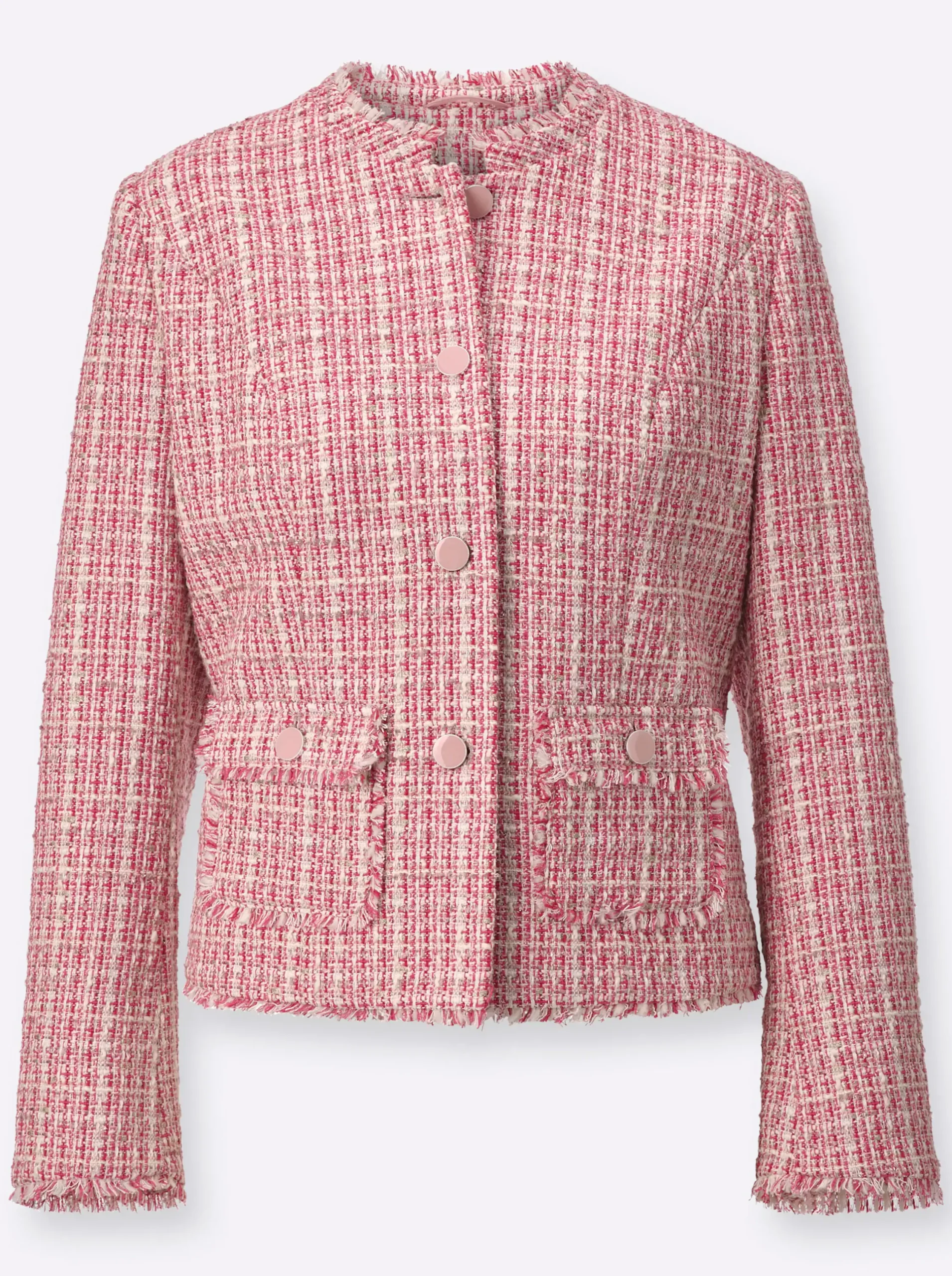 Blazer| Bouclé-Blazer mit Glitzergarn flamingo-ecru-gemustert