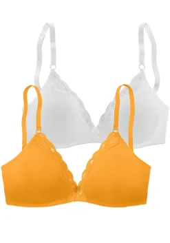 Bhs|petite fleur Bralette-BH mango+weiß