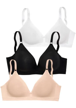 Bhs|petite fleur Bralette-BH 1xtoffee+1xschwarz+1xweiß