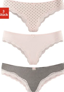 Unterhosen|LASCANA Brasilslip rosa-uni,gepunktet,gestreift