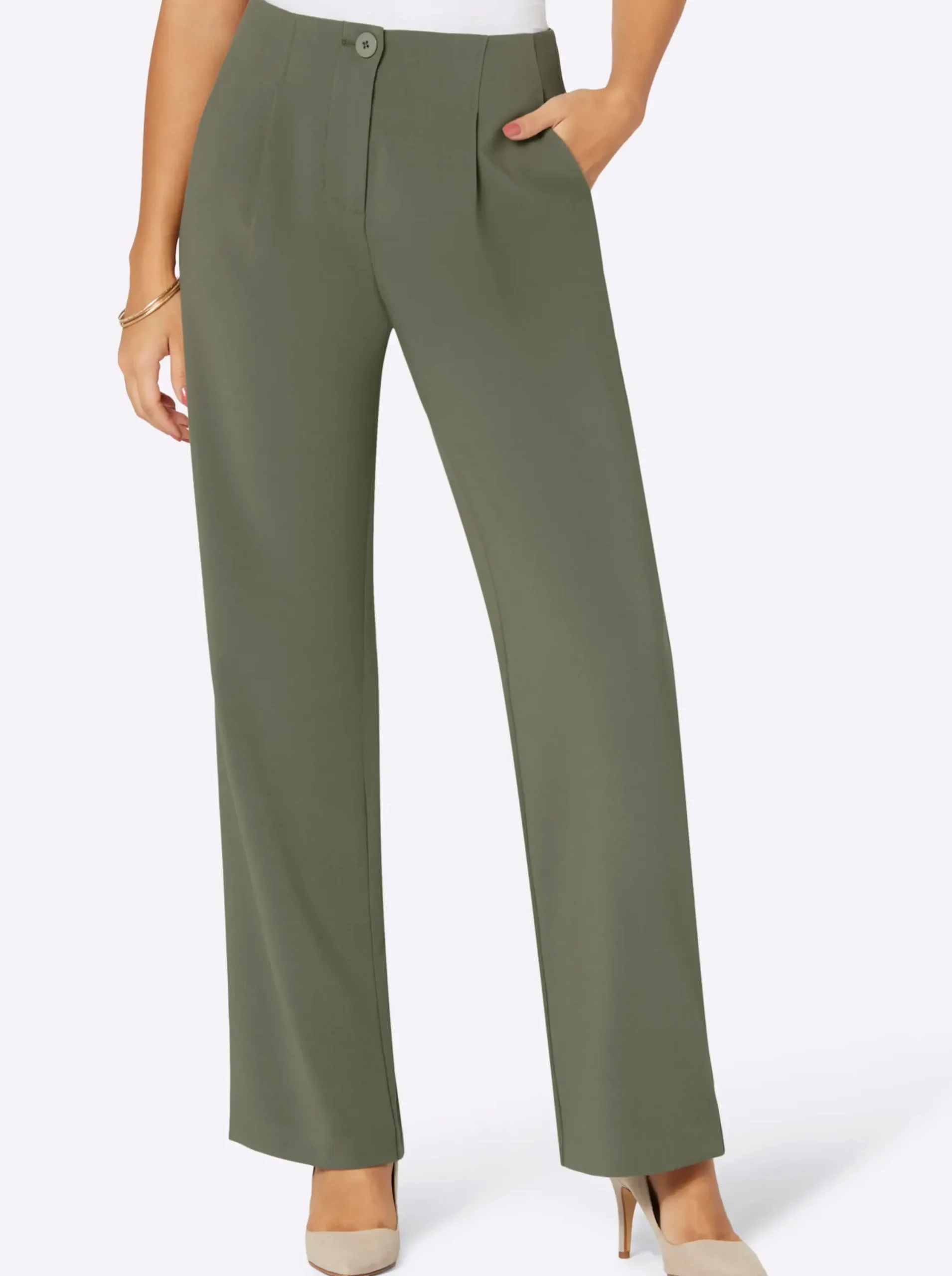 Hosen| Bundfaltenhose khaki