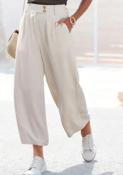 Strandmode|Hosen|LASCANA Bundfaltenhose sand