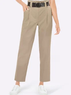 Hosen| Bundfaltenhose in gewebter Qualität beige
