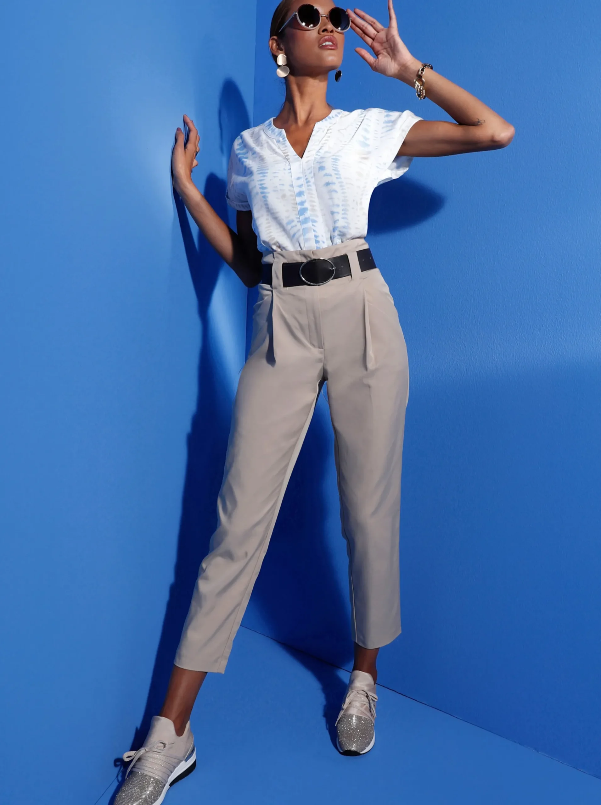 Hosen| Bundfaltenhose in gewebter Qualität beige
