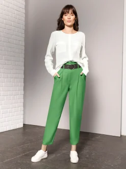 Hosen| Bundfaltenhose in gewebter Qualität apfel