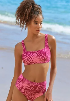 Bikinis|LASCANA ACTIVE Bustier-Bikini-Top bordeaux-bedruckt