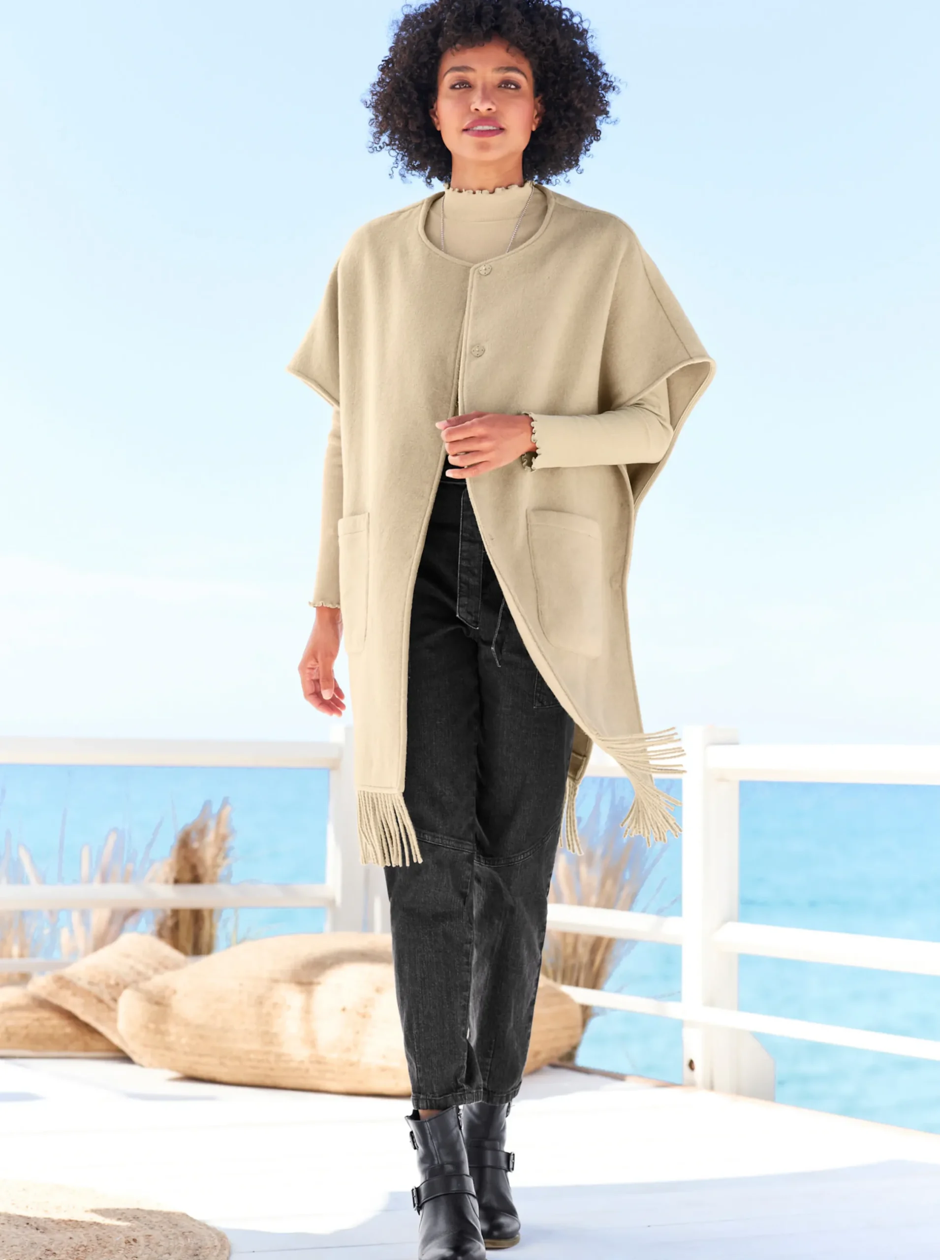 Jacken|heine Cape beige-meliert