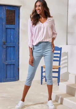 Strandmode|Buffalo Caprihose hellblau