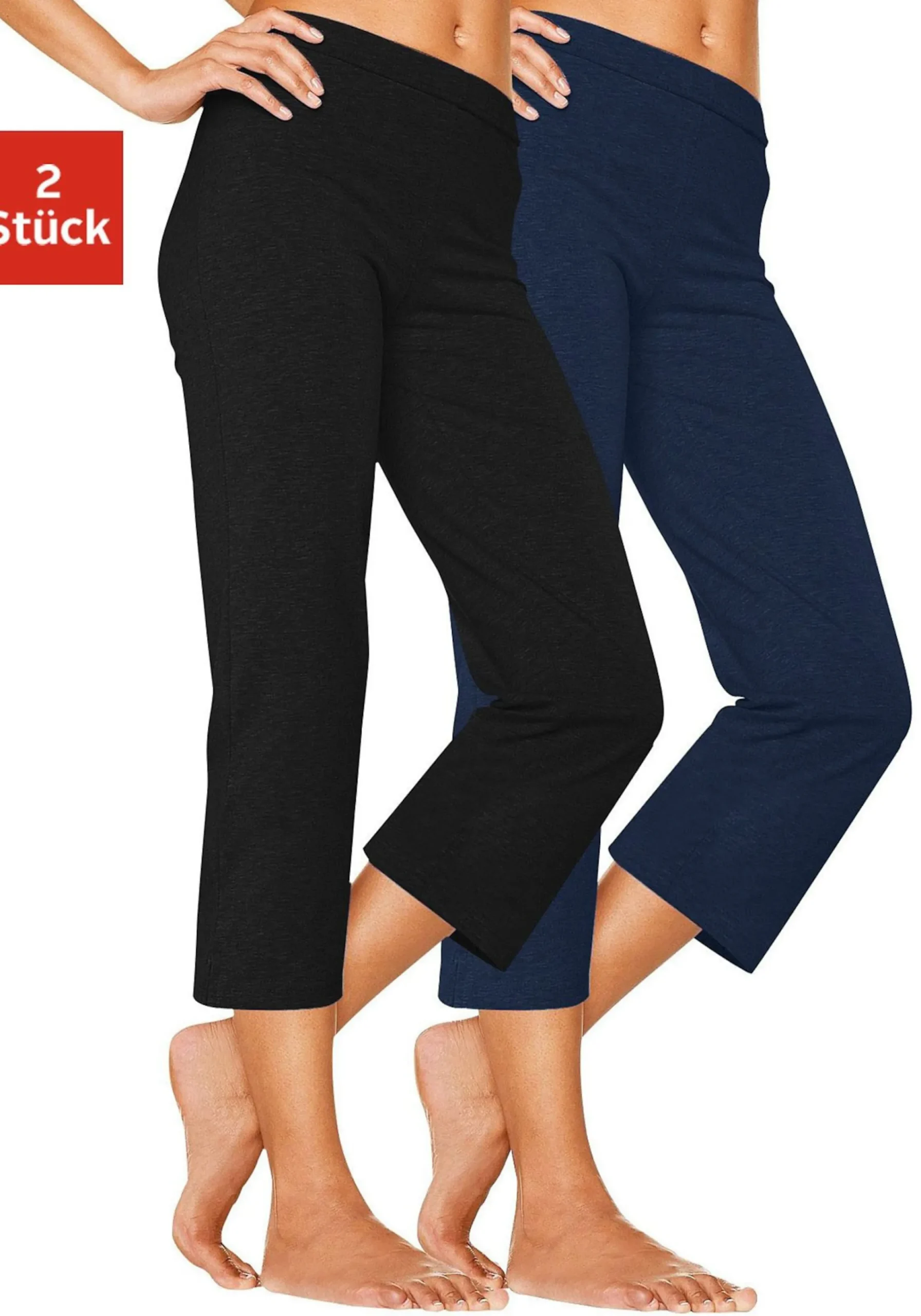 Hosen| Caprihose 1xschwarz,1xblau