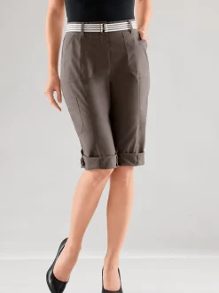 Hosen| Caprihose inklusive Gürtel schokobraun