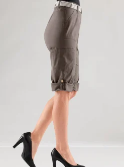 Hosen| Caprihose inklusive Gürtel schokobraun