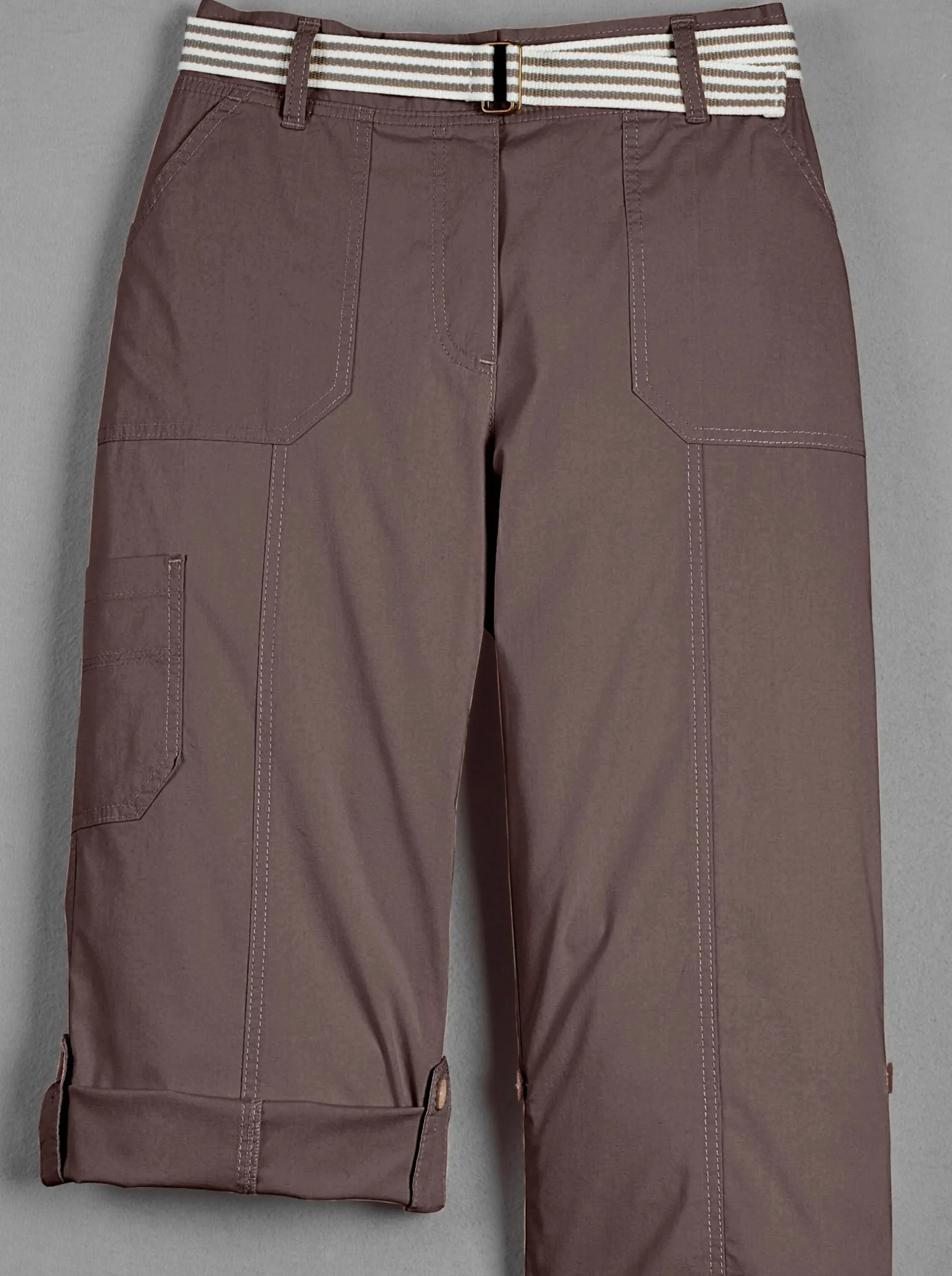 Hosen| Caprihose inklusive Gürtel schokobraun
