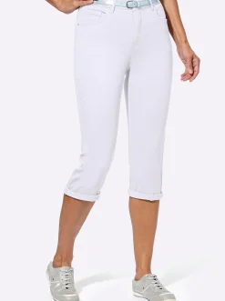 Jeans| Caprihose inklusive Gürtel weiß