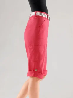 Hosen| Caprihose inklusive Gürtel rot