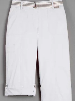 Hosen| Caprihose inklusive Gürtel weiß