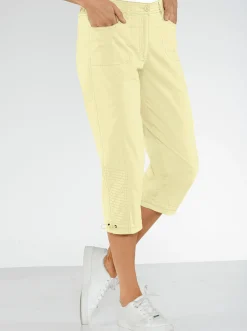 Hosen| Caprihose mit Gummizug am Beinabschluss gelb