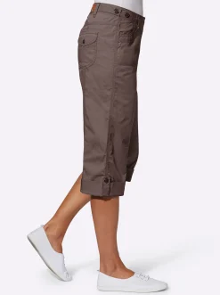 Hosen| Caprihose mit verstellbarem Bund dunkeltaupe