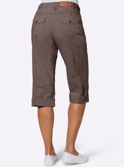Hosen| Caprihose mit verstellbarem Bund dunkeltaupe