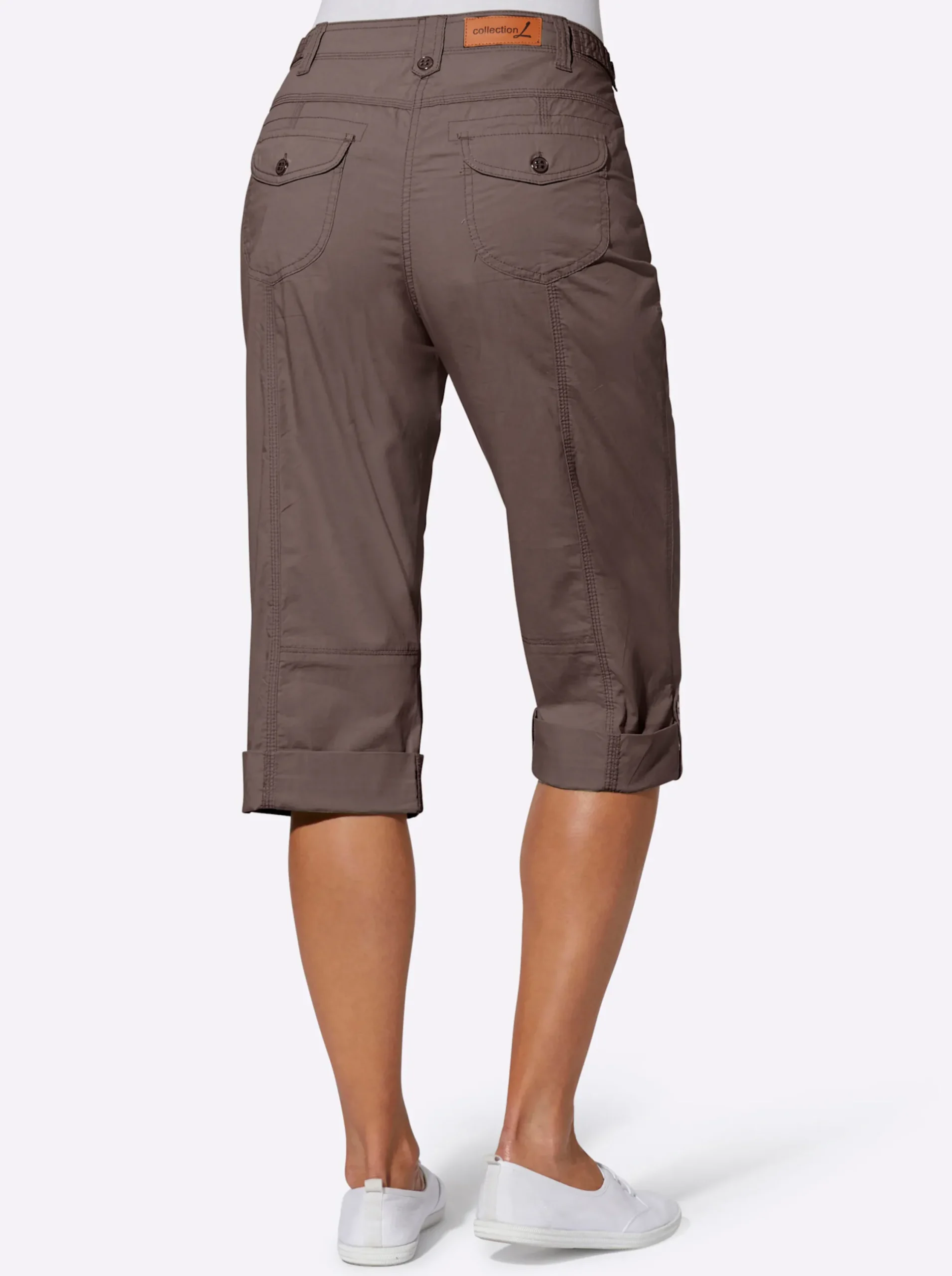 Hosen| Caprihose mit verstellbarem Bund dunkeltaupe