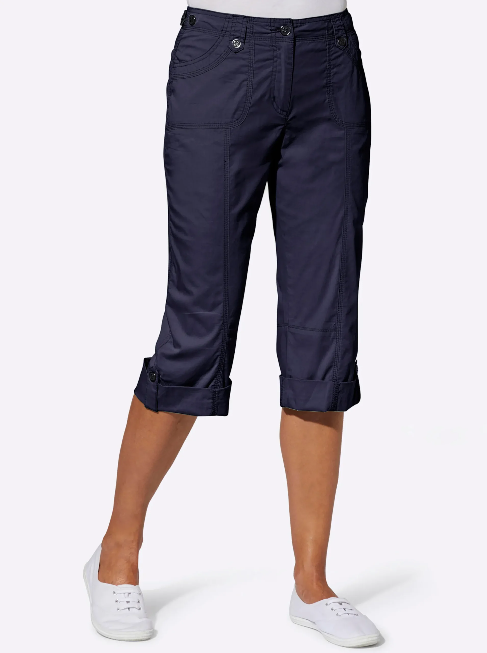 Hosen| Caprihose mit verstellbarem Bund marine