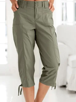 Hosen| Caprihose mit weitenverstellbarem Saum hellkhaki