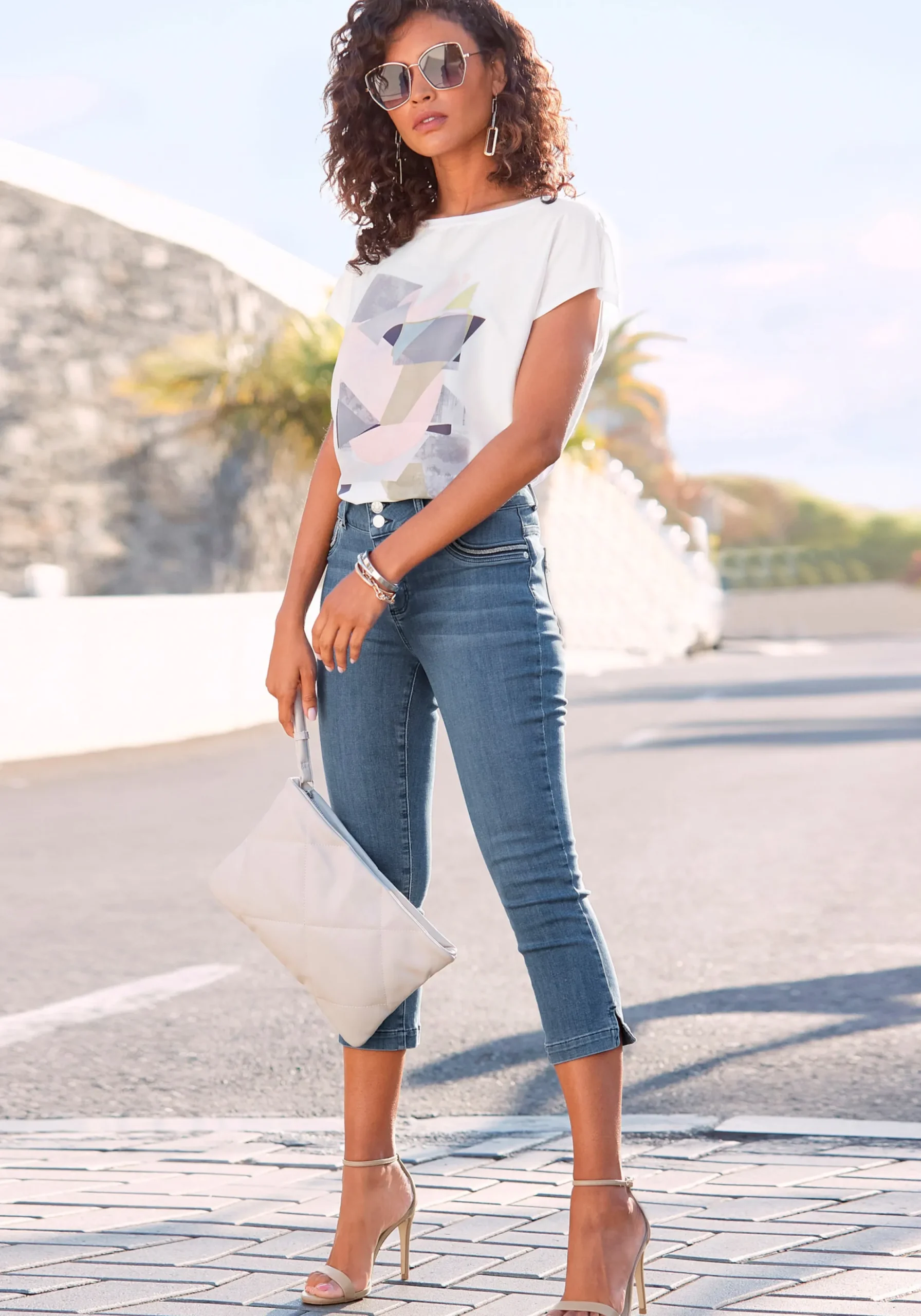 Strandmode|LASCANA Caprijeans blue-washed
