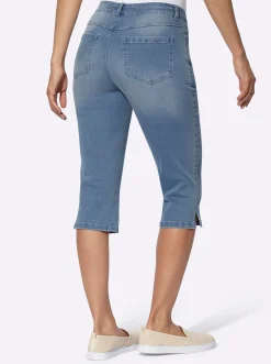 Jeans|Hosen| Caprijeans mit kurzen Fußschlitzen blue-bleached