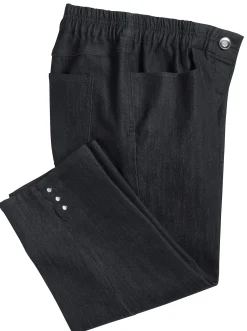 Jeans| Caprijeans mit Nieten-Verzierung black-denim