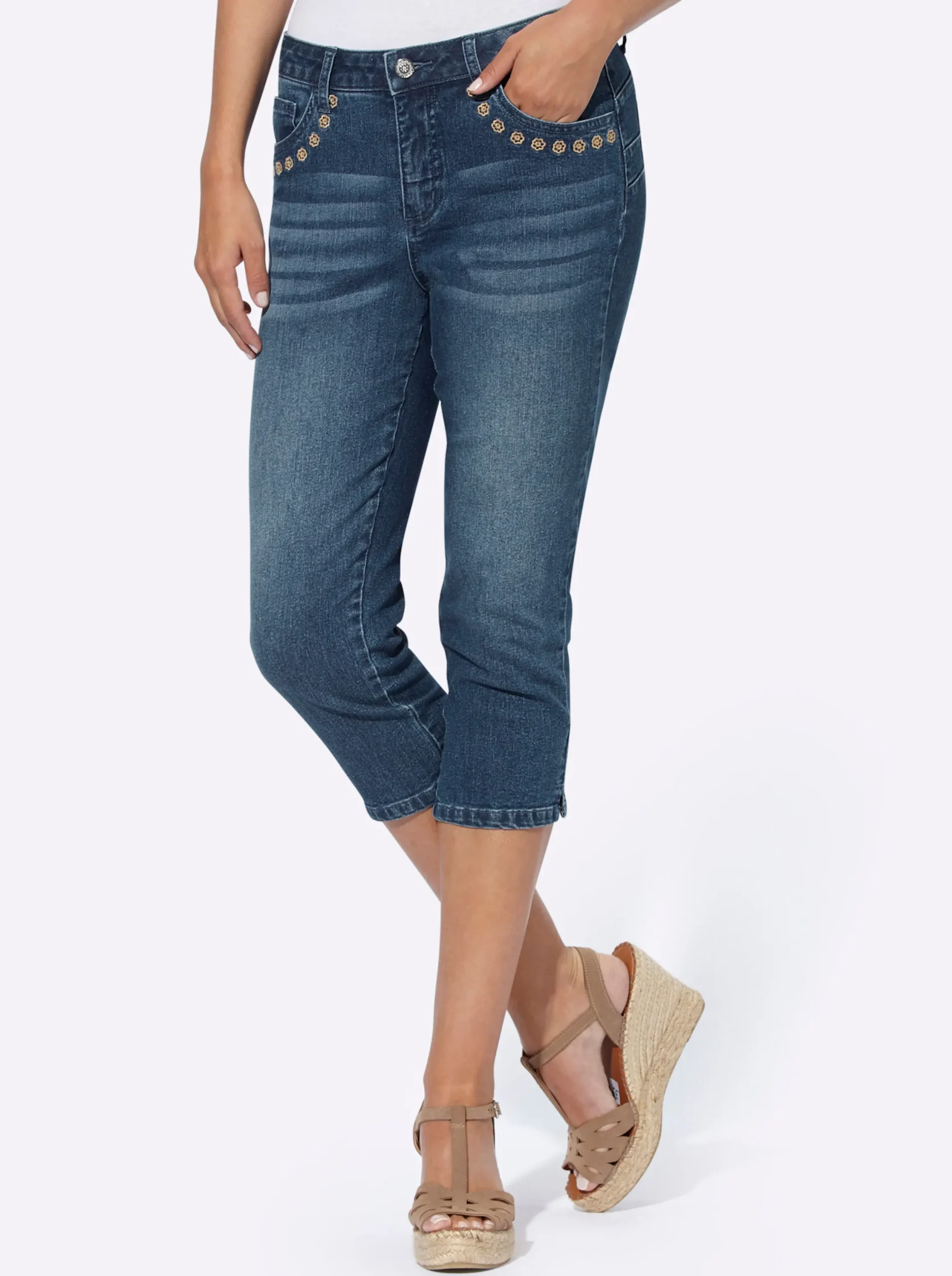 Hosen|Jeans|heine Caprijeans mit Push-up-Effekt blue-stone-washed