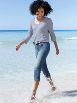 Hosen|Jeans|heine Caprijeans mit Push-up-Effekt blue-stone-washed