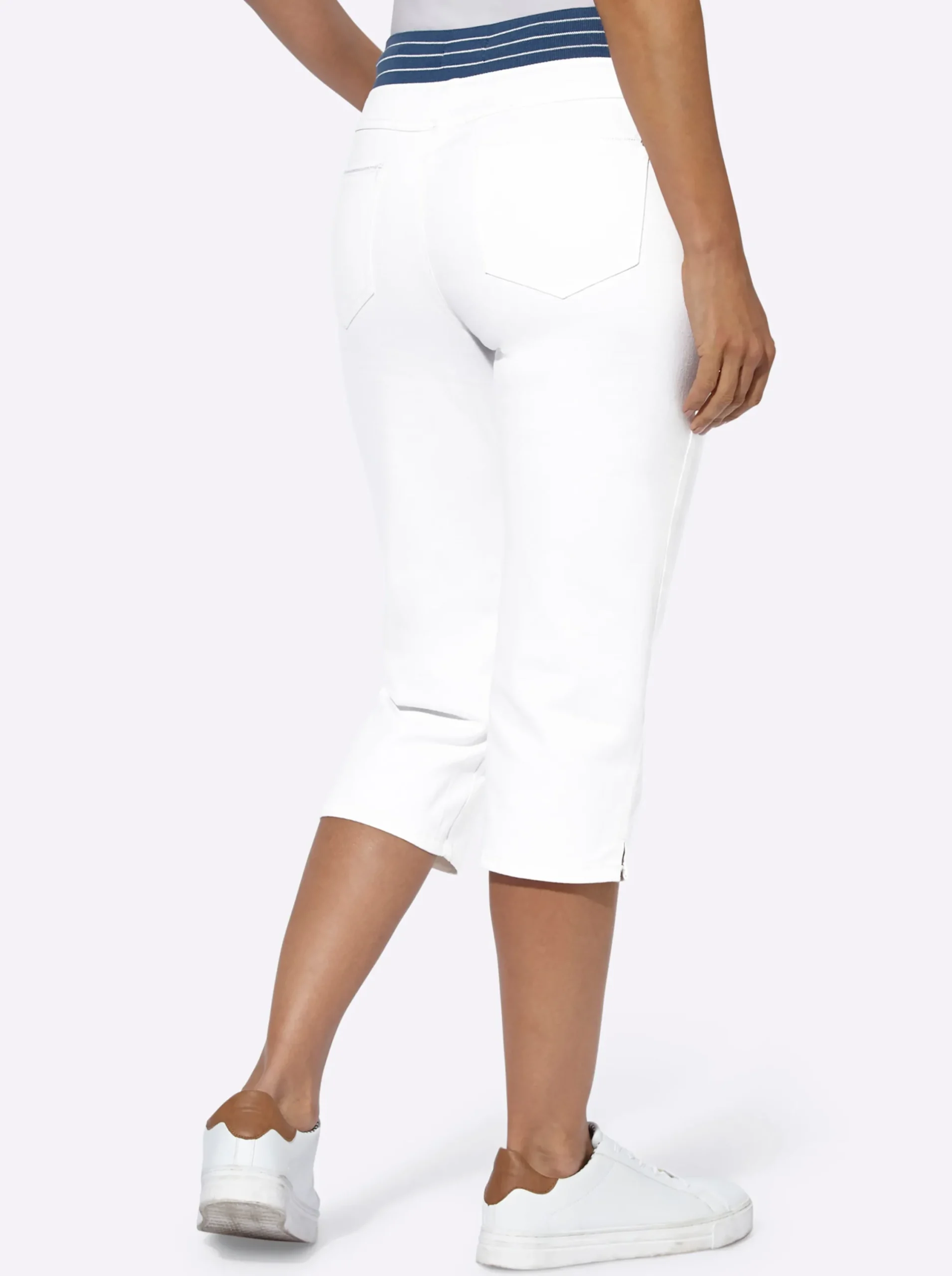 Basics| Caprijeans mit Rundum-Dehnbund weiß