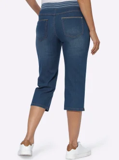 Basics|Jeans| Caprijeans mit Rundum-Dehnbund blue-stone-washed