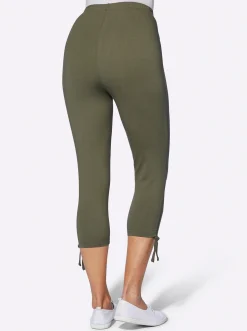Hosen| Caprileggings mit Raffung am Bein khaki
