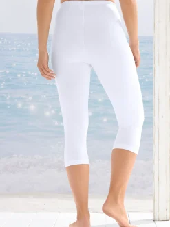 Hosen| Caprileggings mit Rundum-Dehnbund weiß